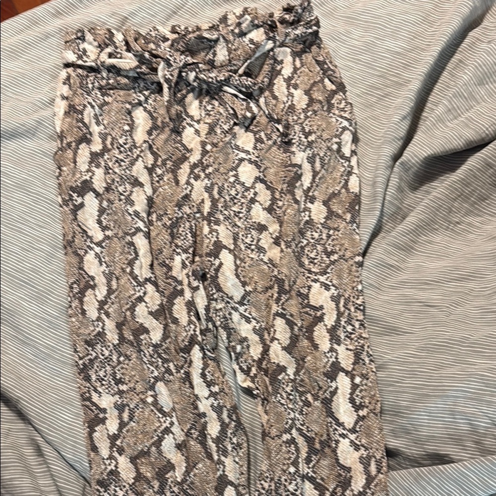 H&M Brown and White Snakeskin Track Pants